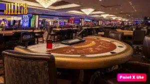 Ang larawan ay may mga casino baccarat table